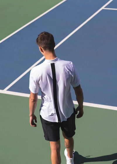 Back of men's tennis polo shirt named after Daniil Medvedev