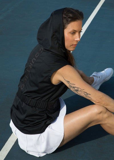 Model wearing tennis vest named after Coco Gauff