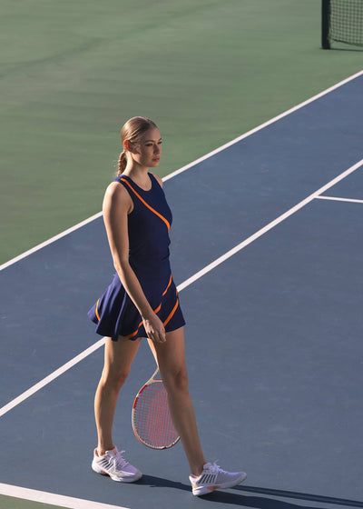Women's blue tennis clothes set named after Monica Seles